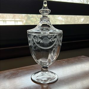 Antique Glass Candy Dish with Lid